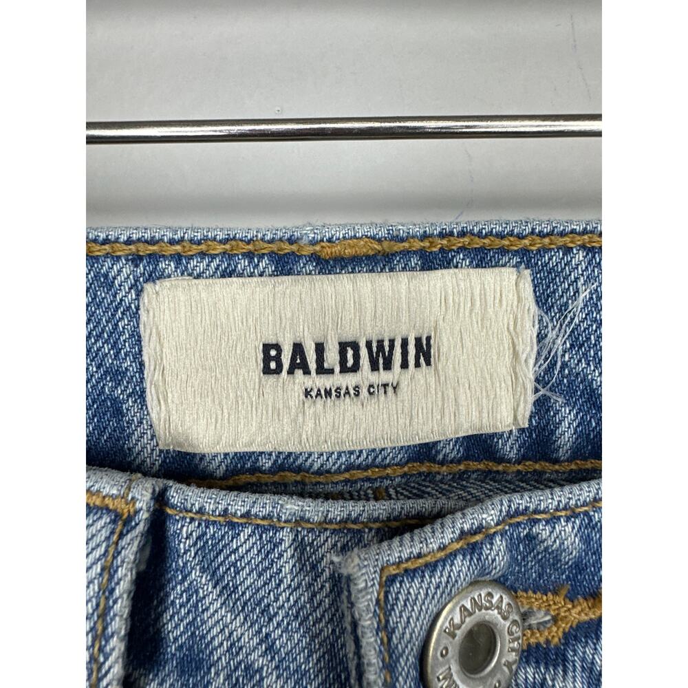 Baldwin‎ Jeans Willow Mid Rise Flare Two Tone Raw Hem Denim Size 24 Blue - Picture 8 of 11